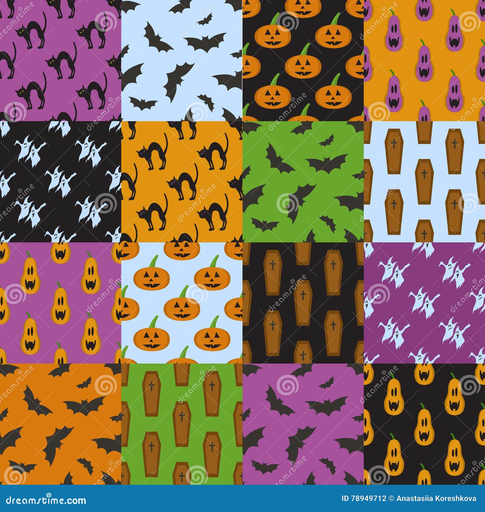 set of simple patterns for halloween .