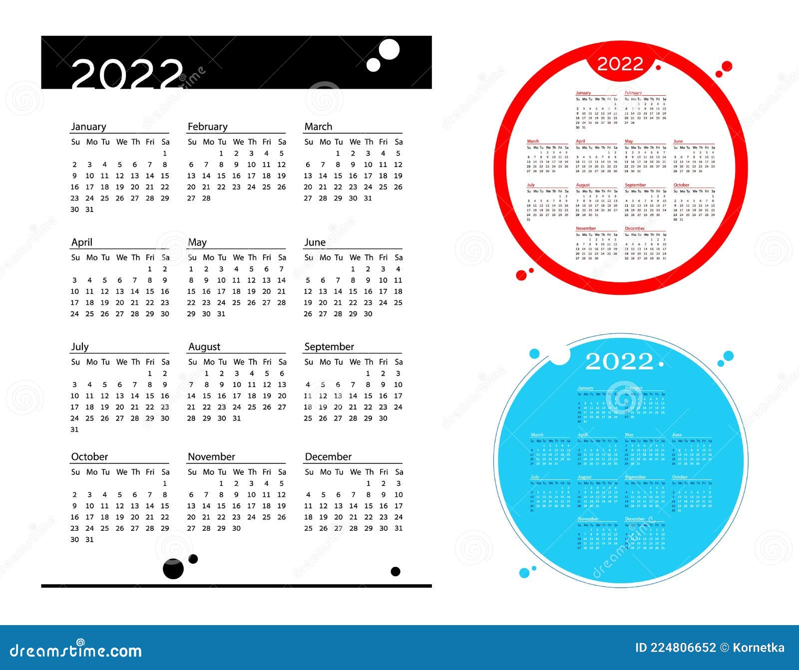 set-simple-pocket-calendar-2022-year-on-white-background-blue-and-red