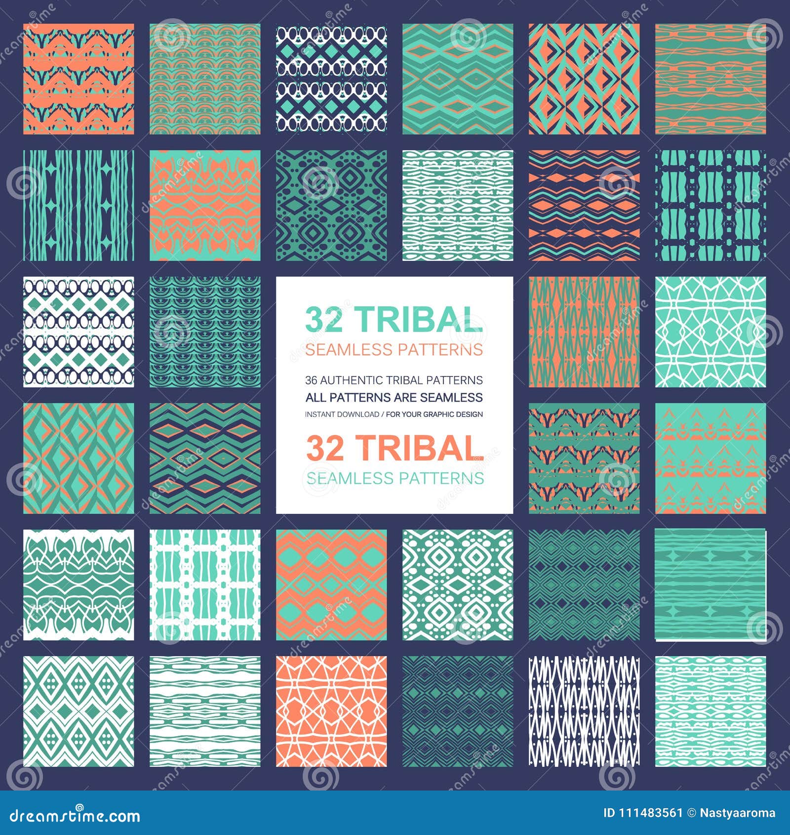 set of 32 simple seamless  ornament