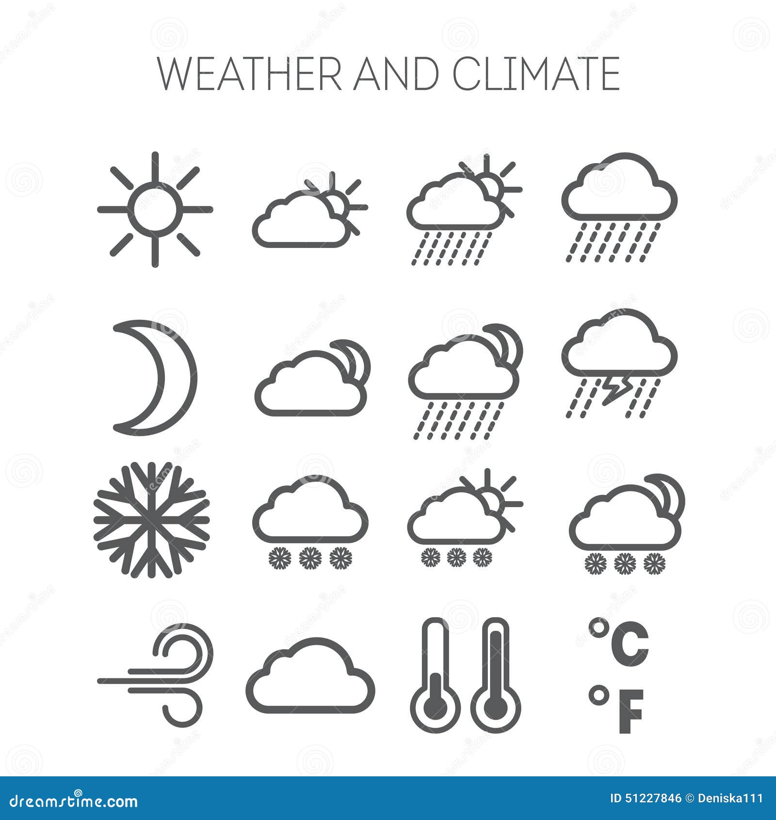 Set of Simple Weather and Climate Icons Stock Illustration ...