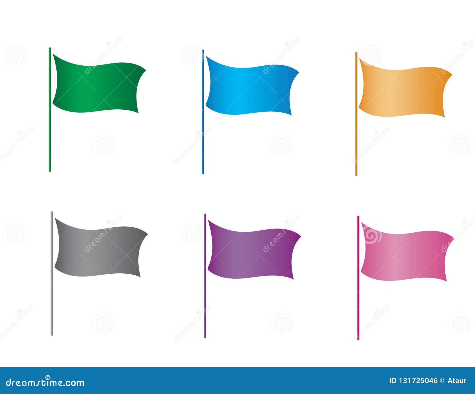 A Set of Single Color Flags for Designs and Pointers Vector Illustration Stock Vector