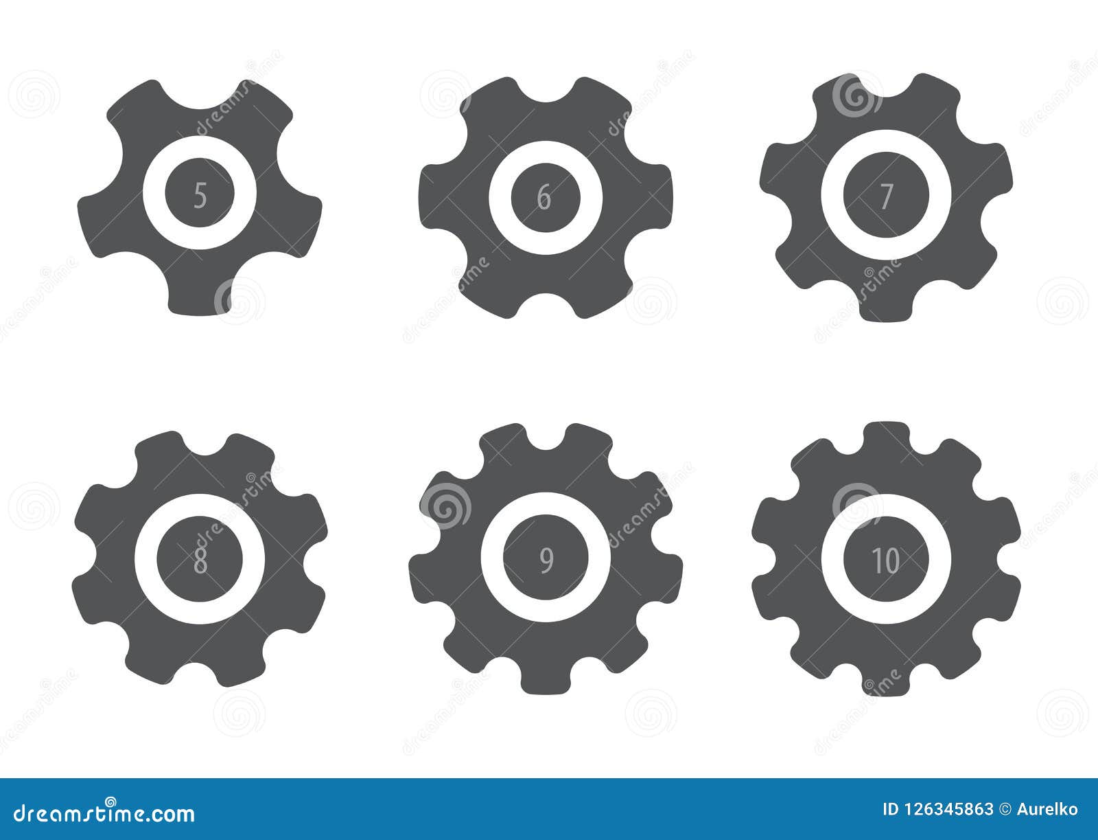 6 gears stock vector. Illustration of five, gear, background 126345863