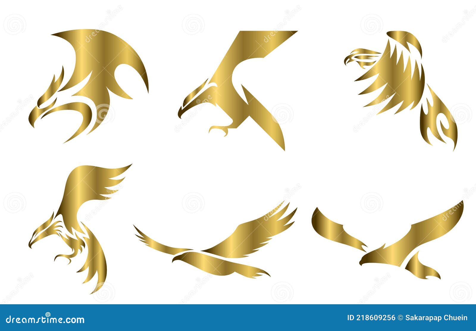 Gold vector logo of eagle. stock vector. Illustration of brand - 218609256