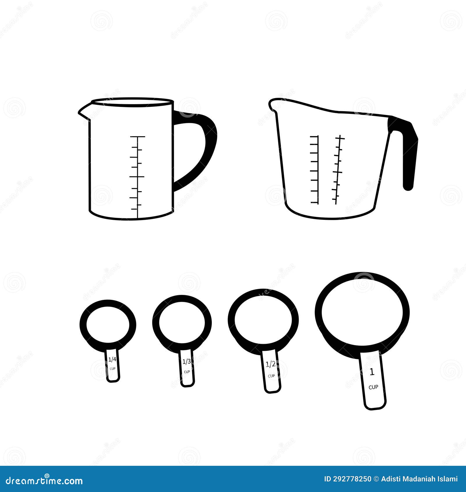 Set of Six Measuring Cups Vector Illustration Stock Vector Illustration of precision, bumper