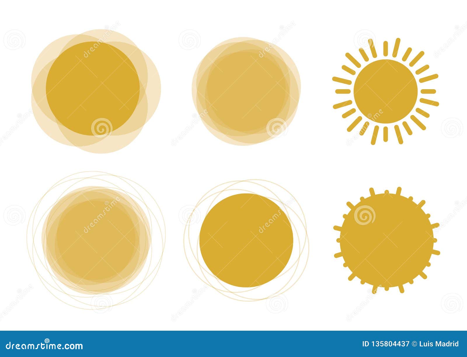set of six sun images royalty free