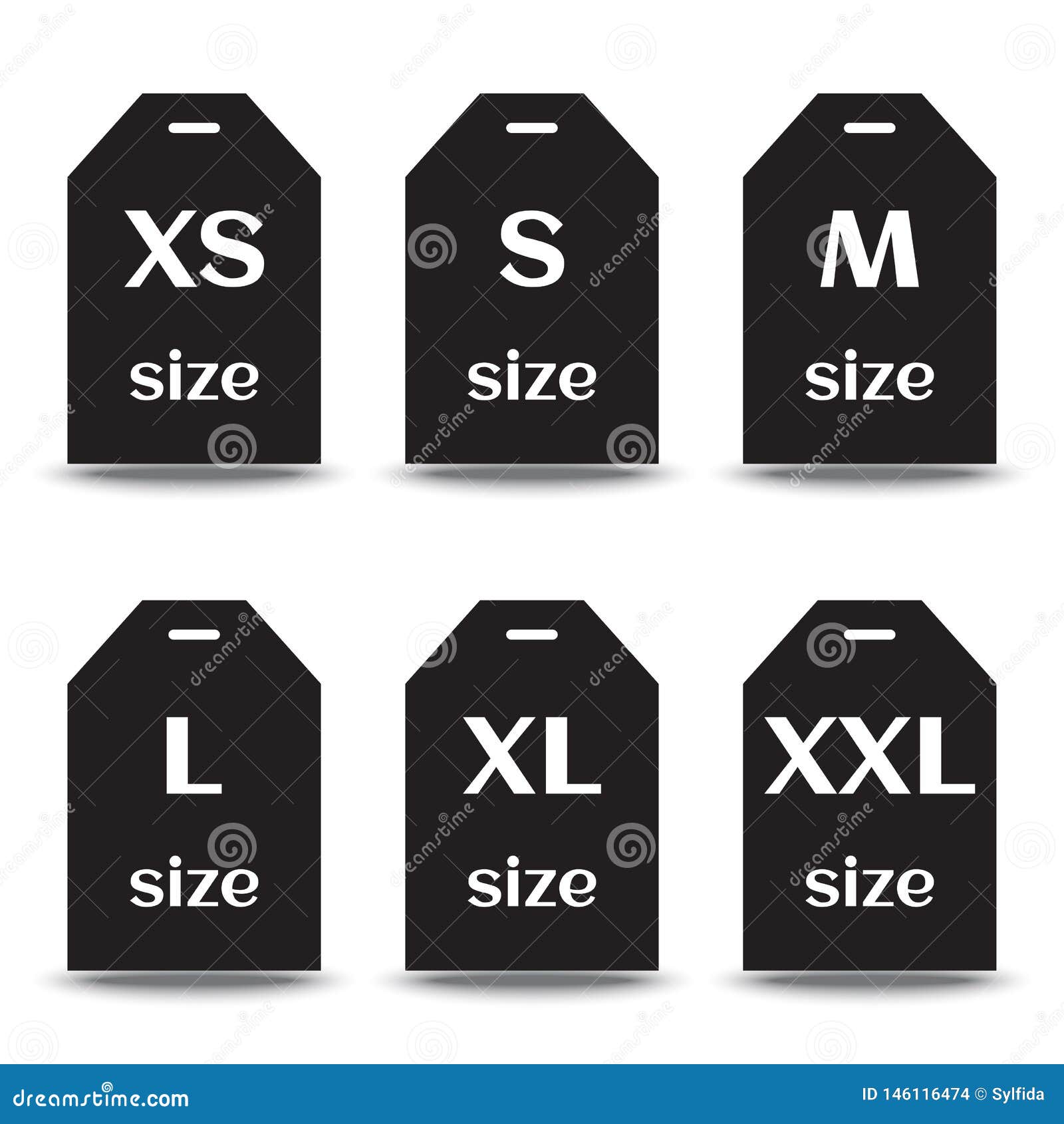 Download Set Of Size Clothing Label Icons, Black Silhouette With ...