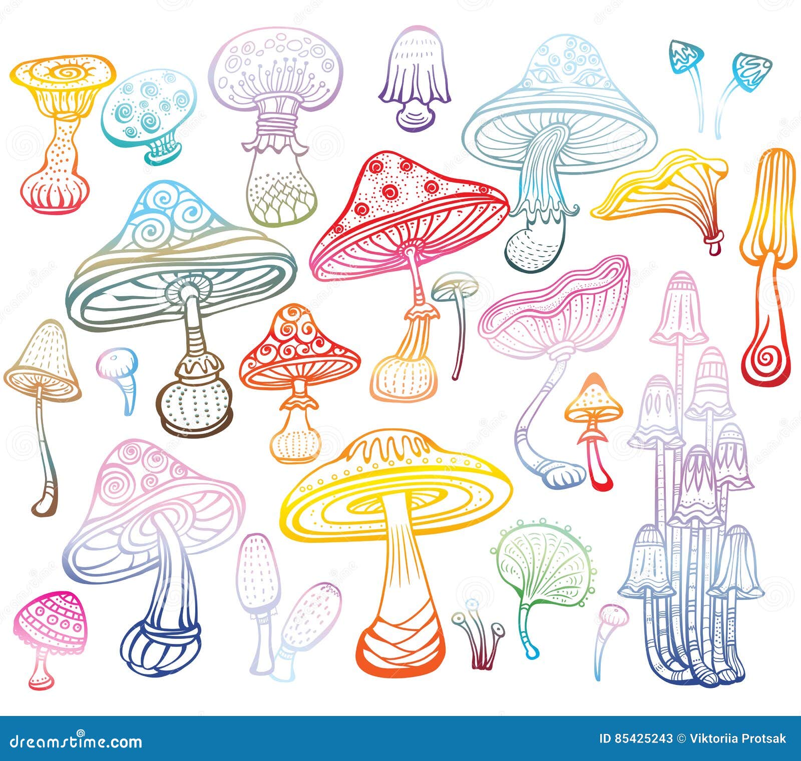 set of sketch of mushrooms