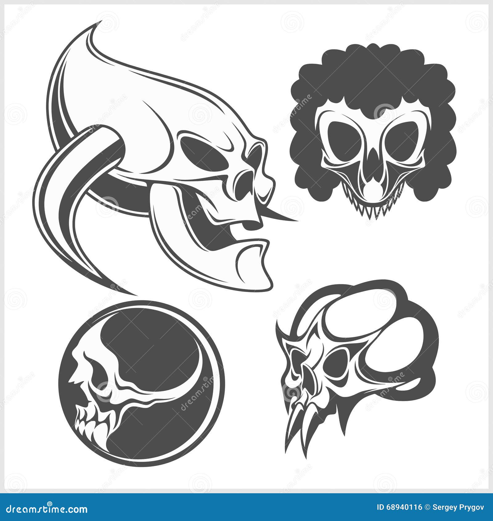 Set Of Skulls. Vector Illustration. Stock Vector - Illustration of