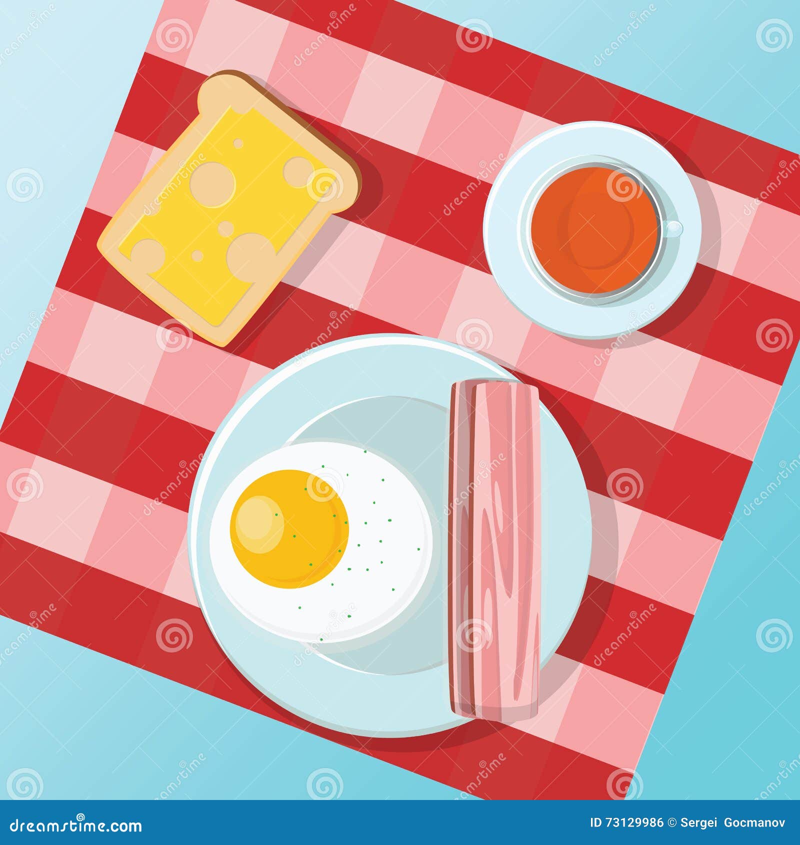 Small Breakfast Table Vector Linear Illustration For Coloring