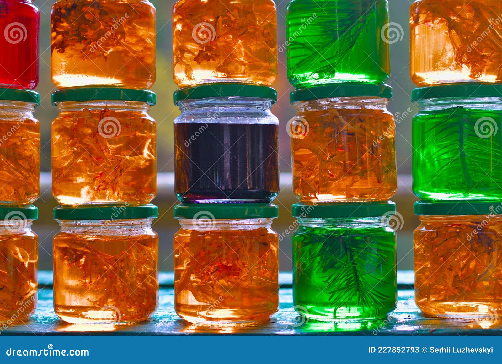 A Set of Small Jars of Different Colors with Jam without Labels. Stock Image Image of berries