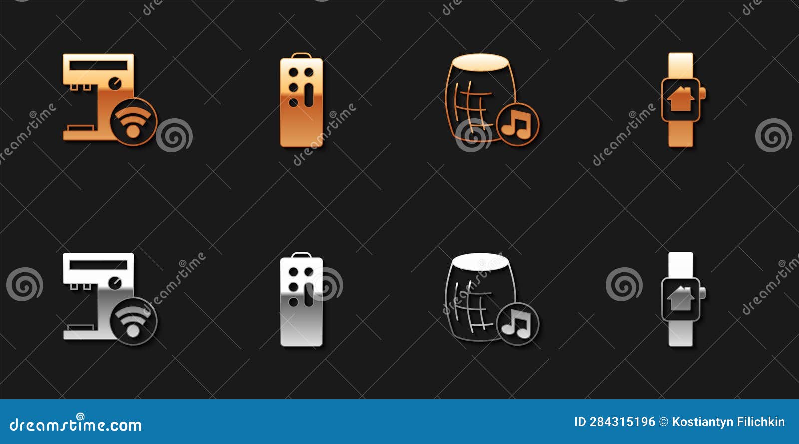 Set Smart Coffee Machine, Remote Control, Voice Assistant and Home with