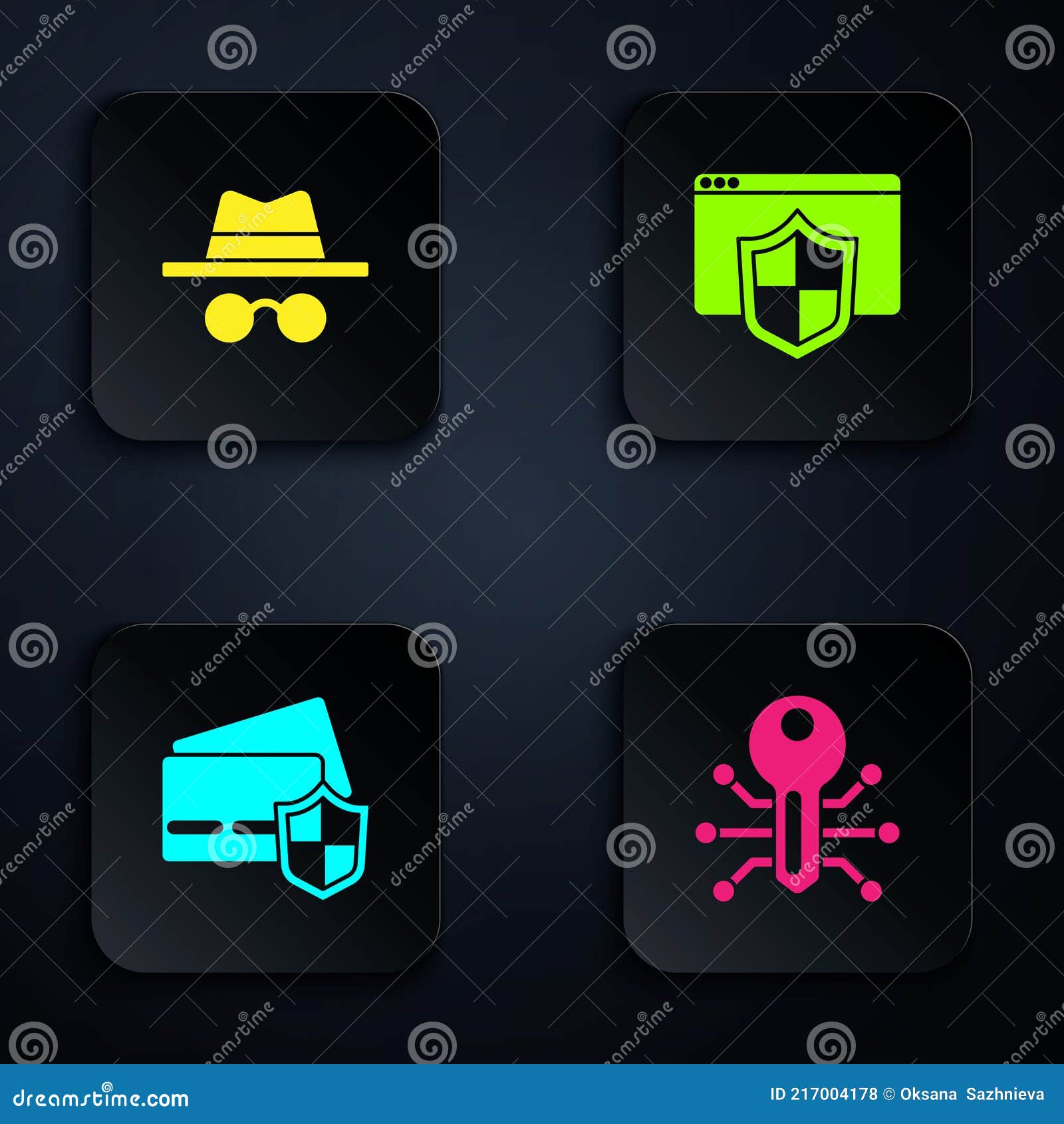 Set Smart Key, Incognito Mode, Credit Card with Shield and Browser