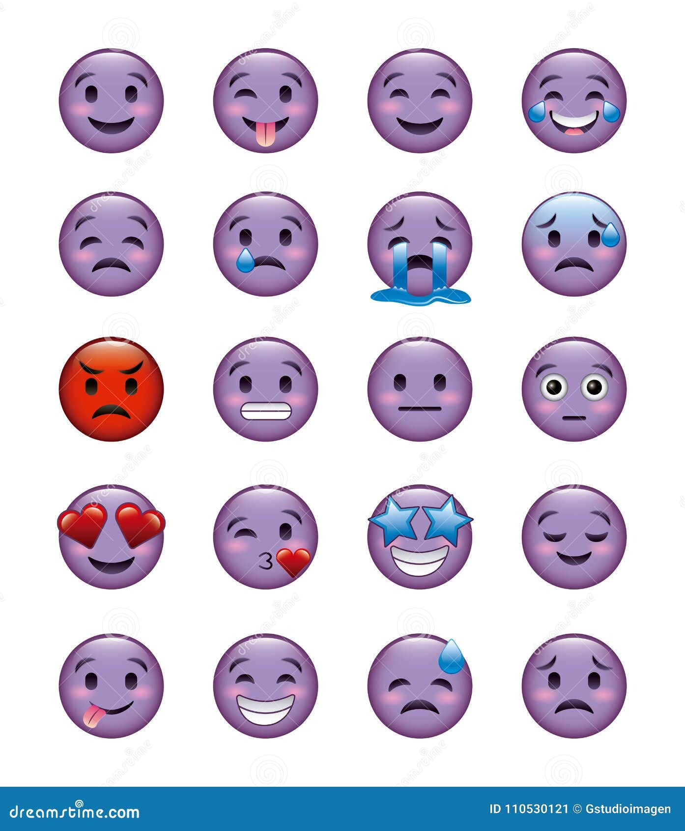 Set of Smiley Icons with Different Face Expression Stock Vector ...