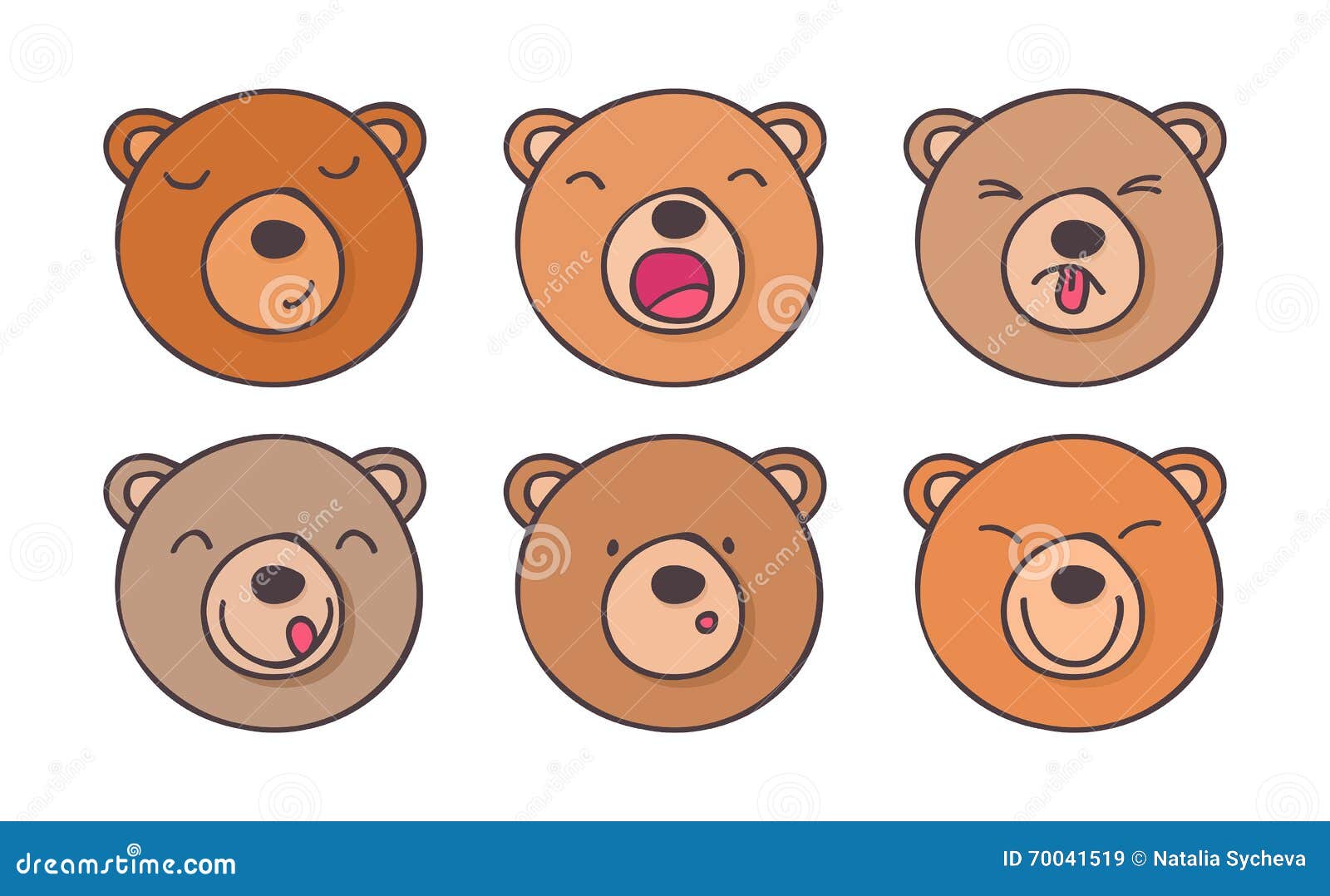 Set smileys bears stock vector. Illustration of adorable 70041519
