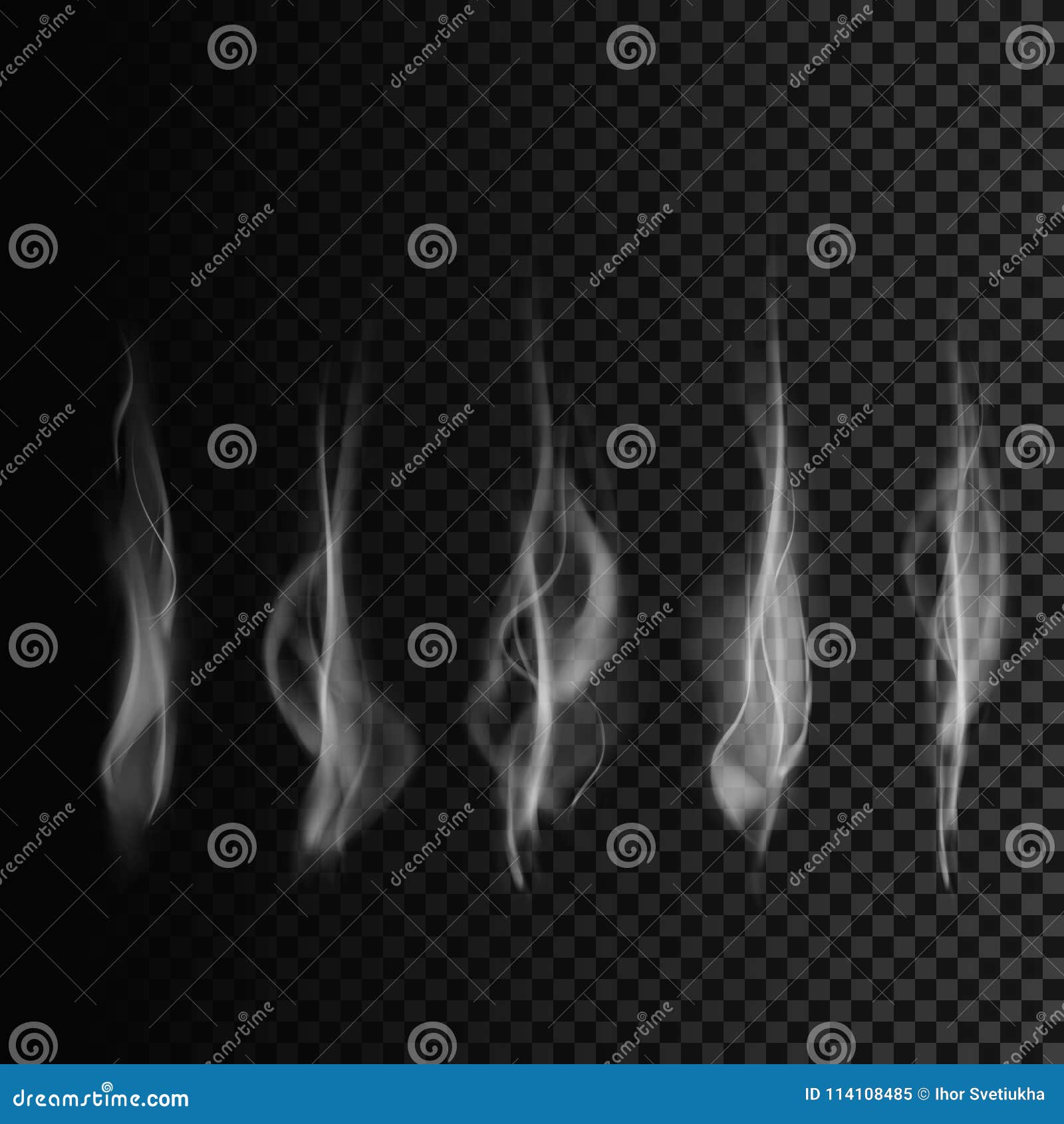 Set of Smoke. Transparent Smoke Shapes. Vector Smoke Templatee Stock