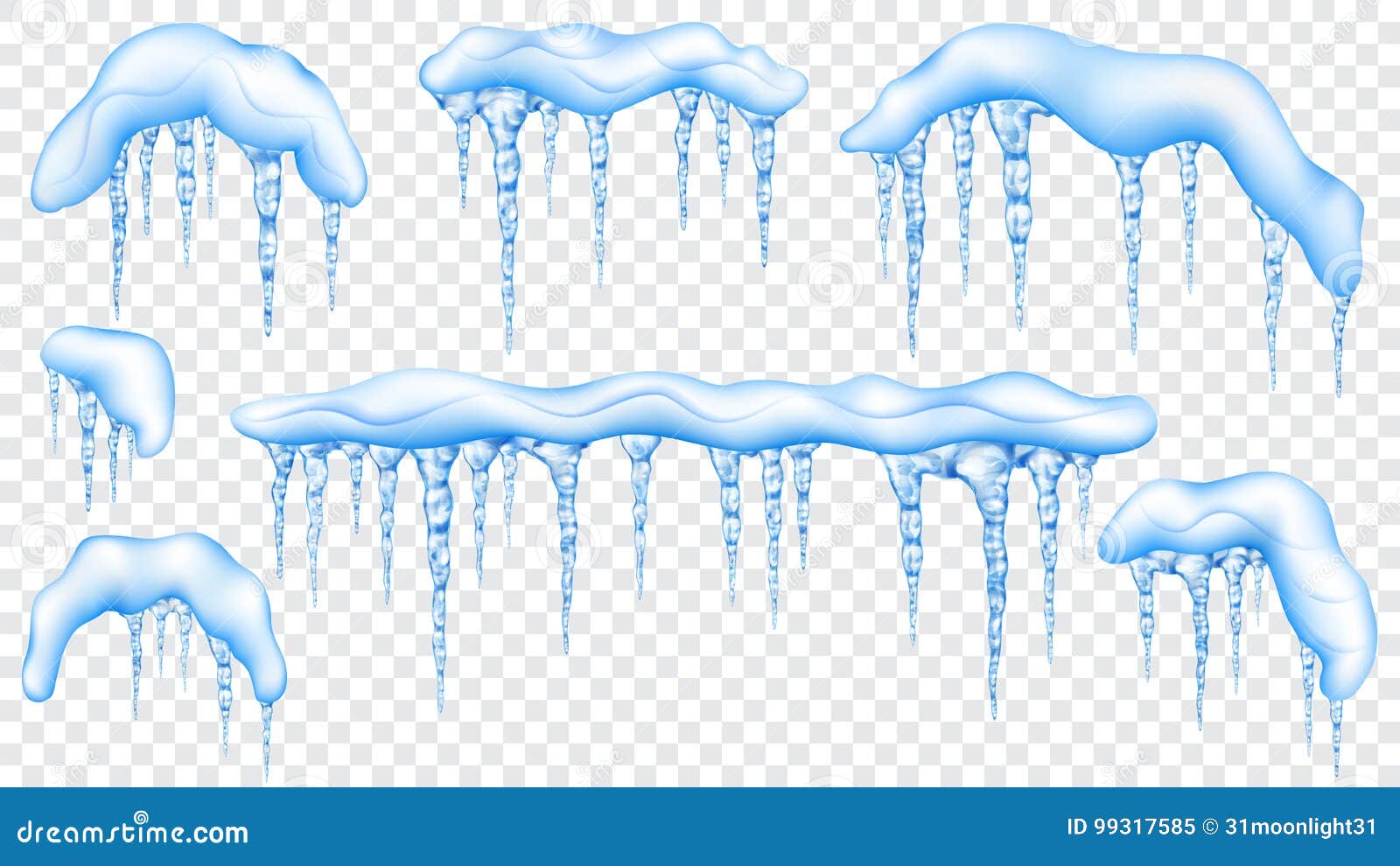 set of snowdrifts with translucent icicles
