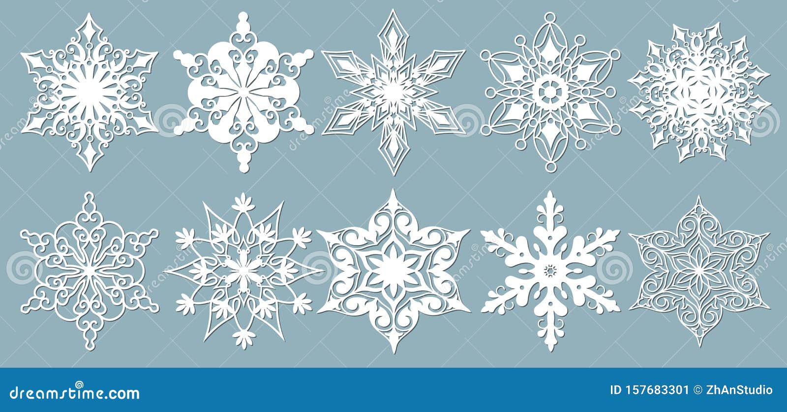 set of snowflakes. laser cut pattern for christmas paper cards,  s, scrapbooking.  