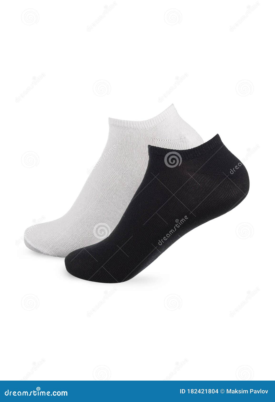 Set of Socks White and Black Color Isolated on White Background. One ...