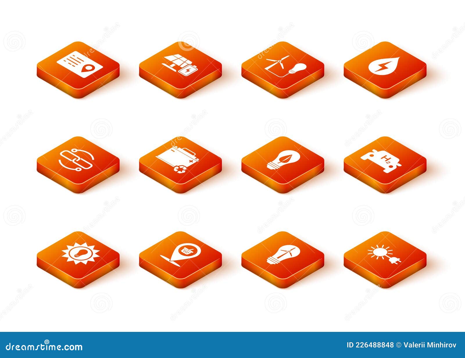 Set Solar Energy Panel Position Einkaufskorb-Kette-Ketten Auto-Batterie Mit  Recycling-Glühbirne Windturbine Stock Abbildung - Illustration von  umgebung, leuchte: 226488848