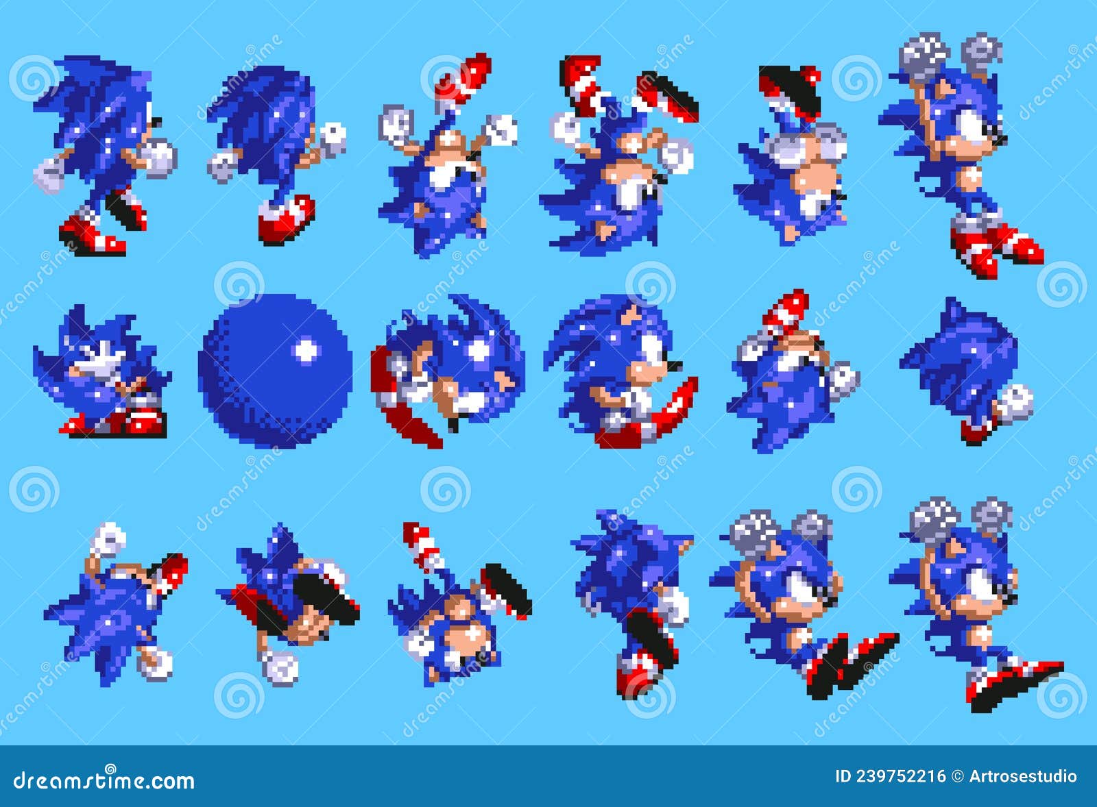 Set 1 of Sonic Moves, Art of Sonic the Hedgehog 3 Classic Video Game, Pixel  Design Vector Illustration Editorial Photo - Illustration of level,  hedgehog: 239752216