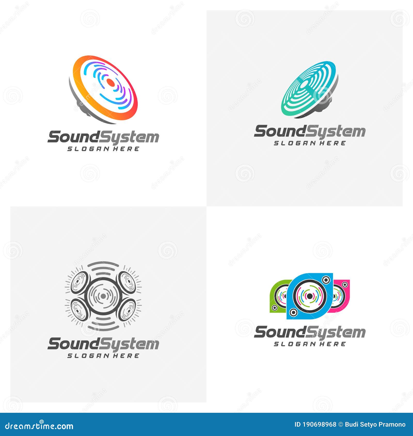 Set of Sound System Logo Design Vector, Sound Logo Template, Concept