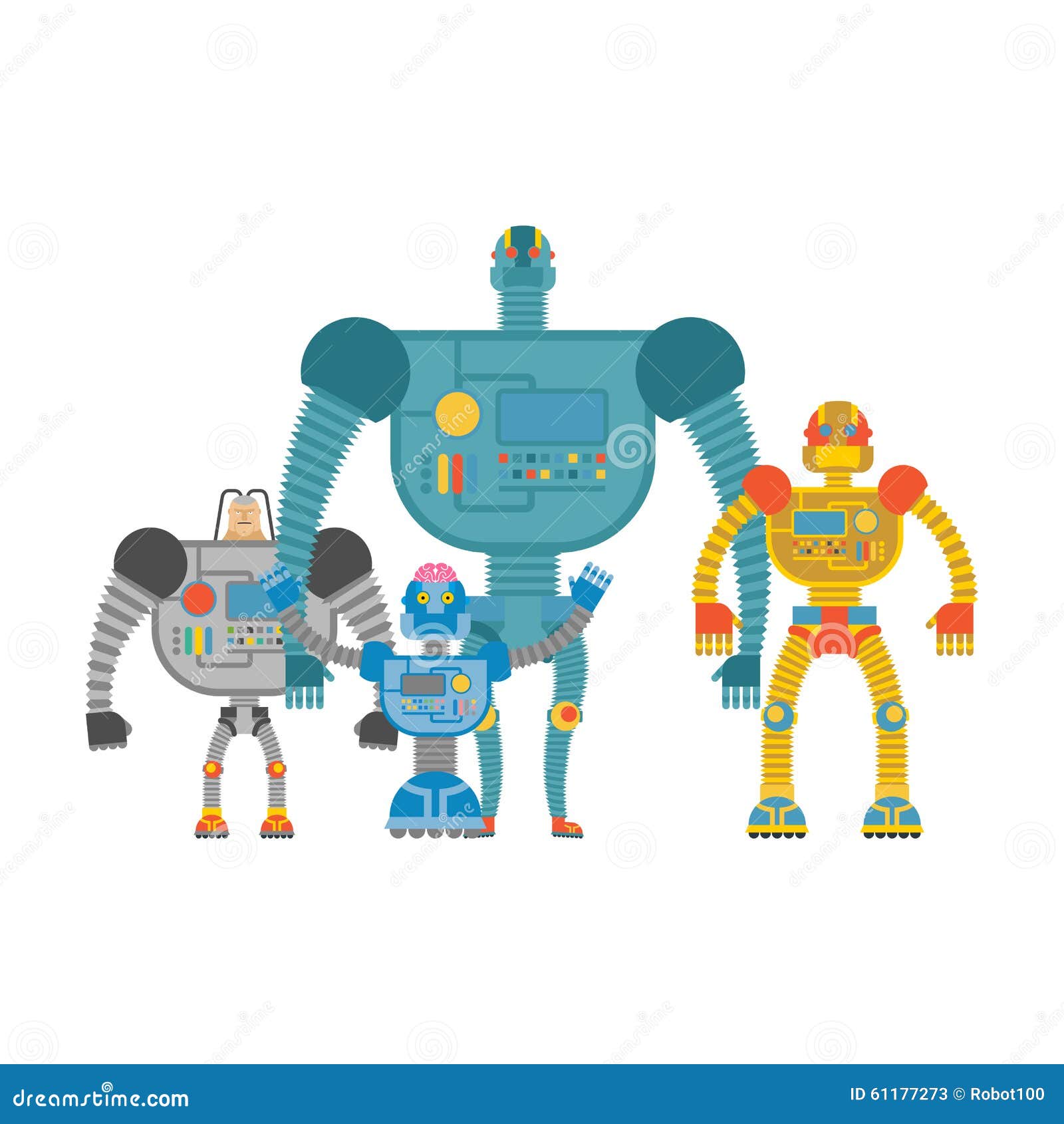 set space robots. cyborgs invaders. humanoid machines with artif
