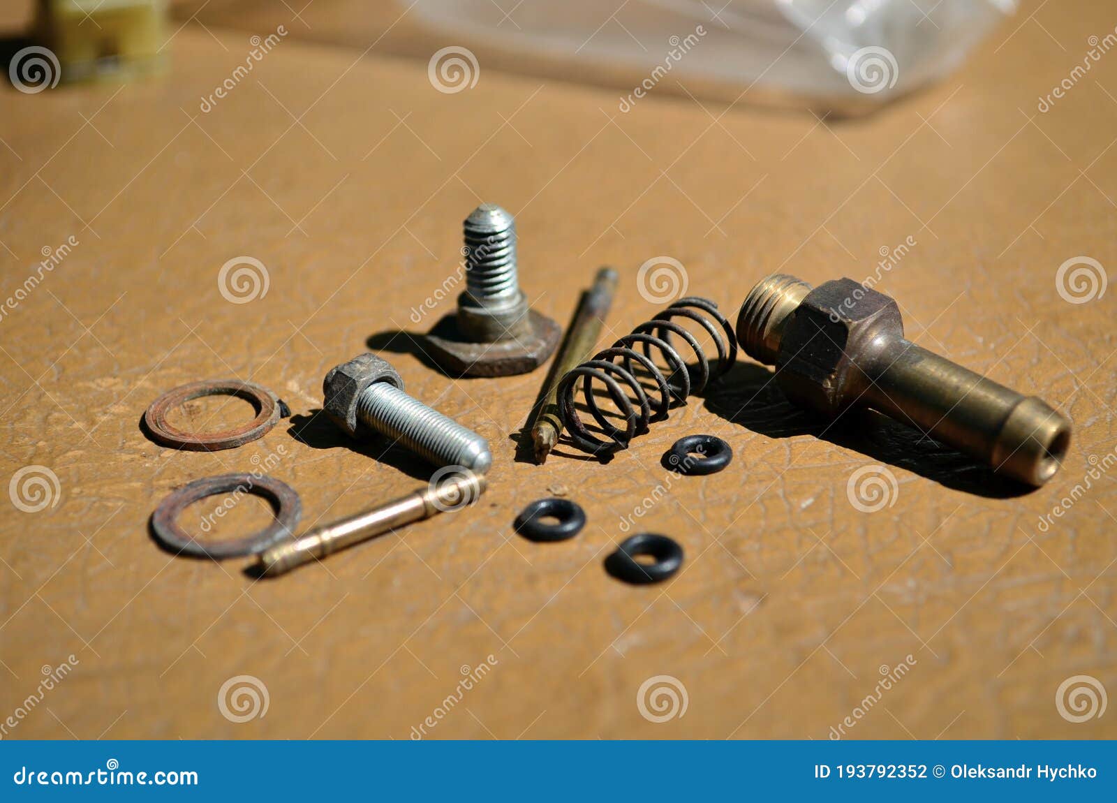 Set of Spare Parts for Carburetor Stock Photo Image of object