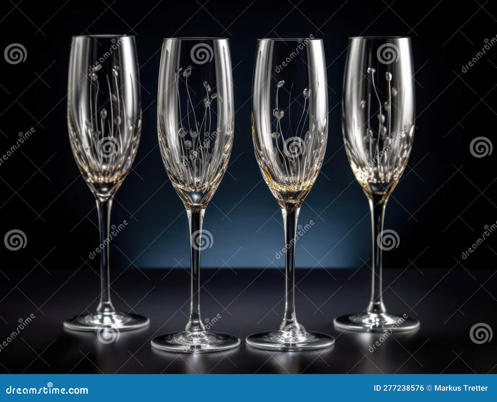 a set of sparkling crystal champagne flutes created with generative ai