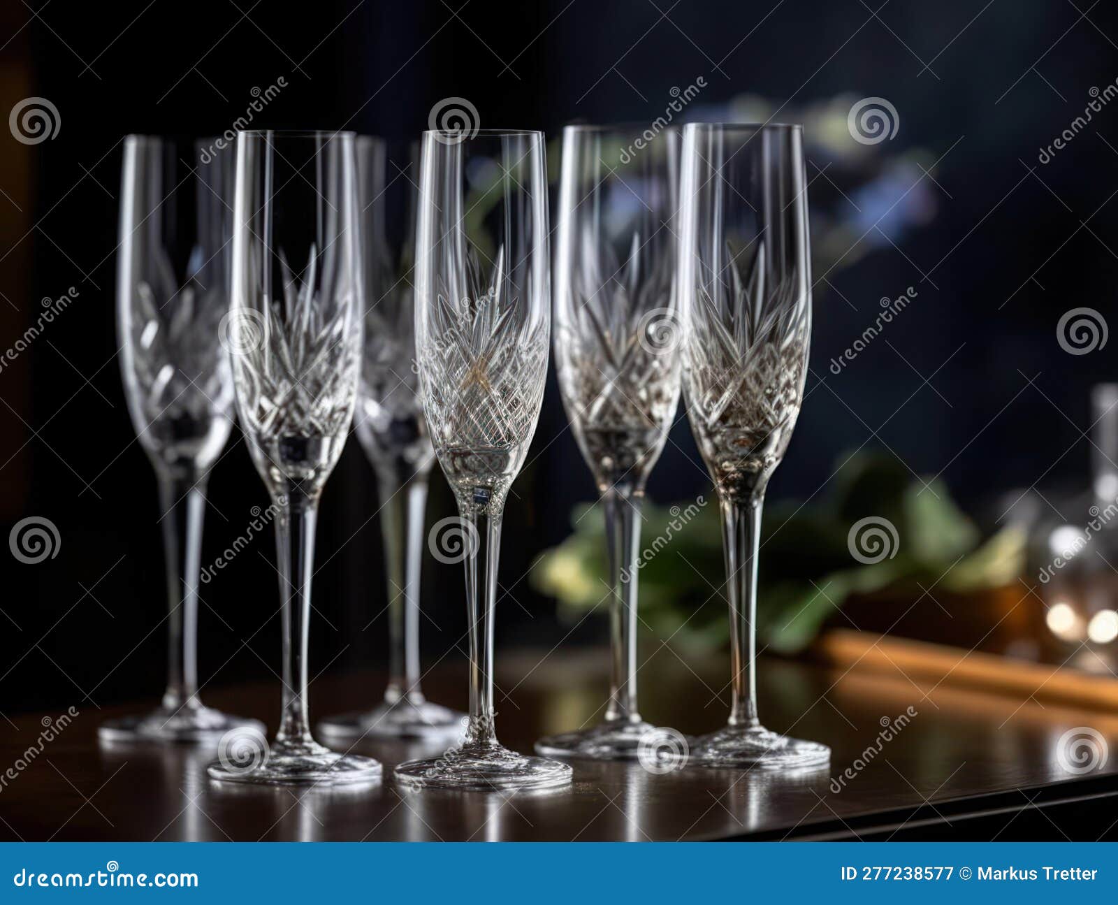 Champagne Flutes And Christmas Ornaments With Gift RoyaltyFree Stock