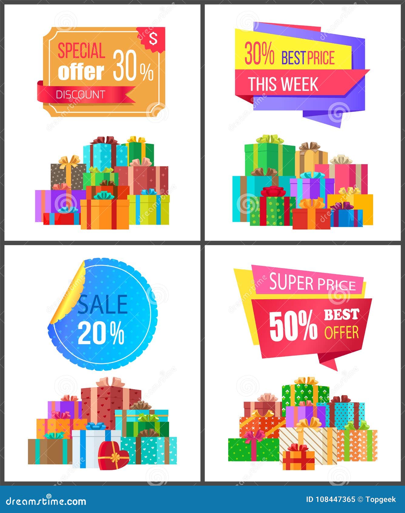 Set Of Special Price Exclusive Discount Posters Stock Vector