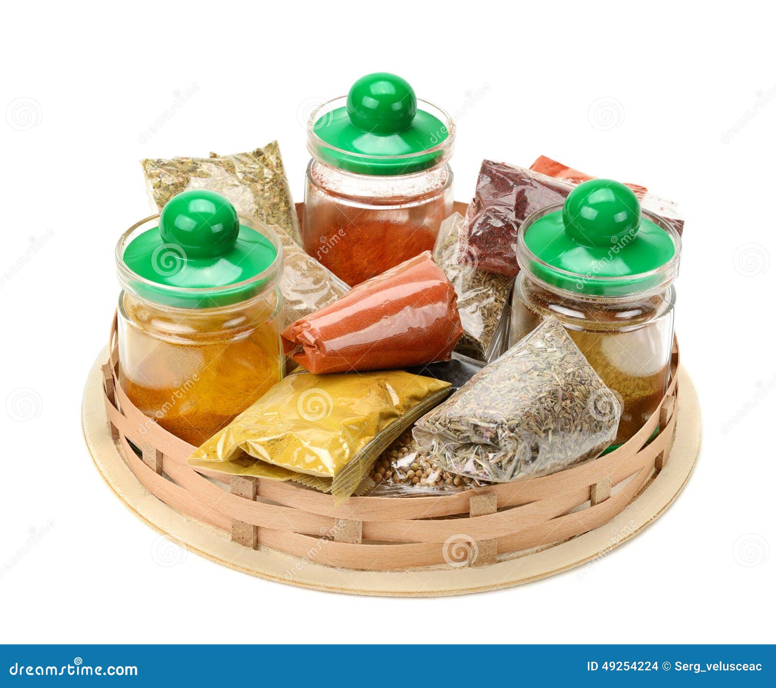 Set of Spices in the Basket Stock Photo Image of bottle, cardamom
