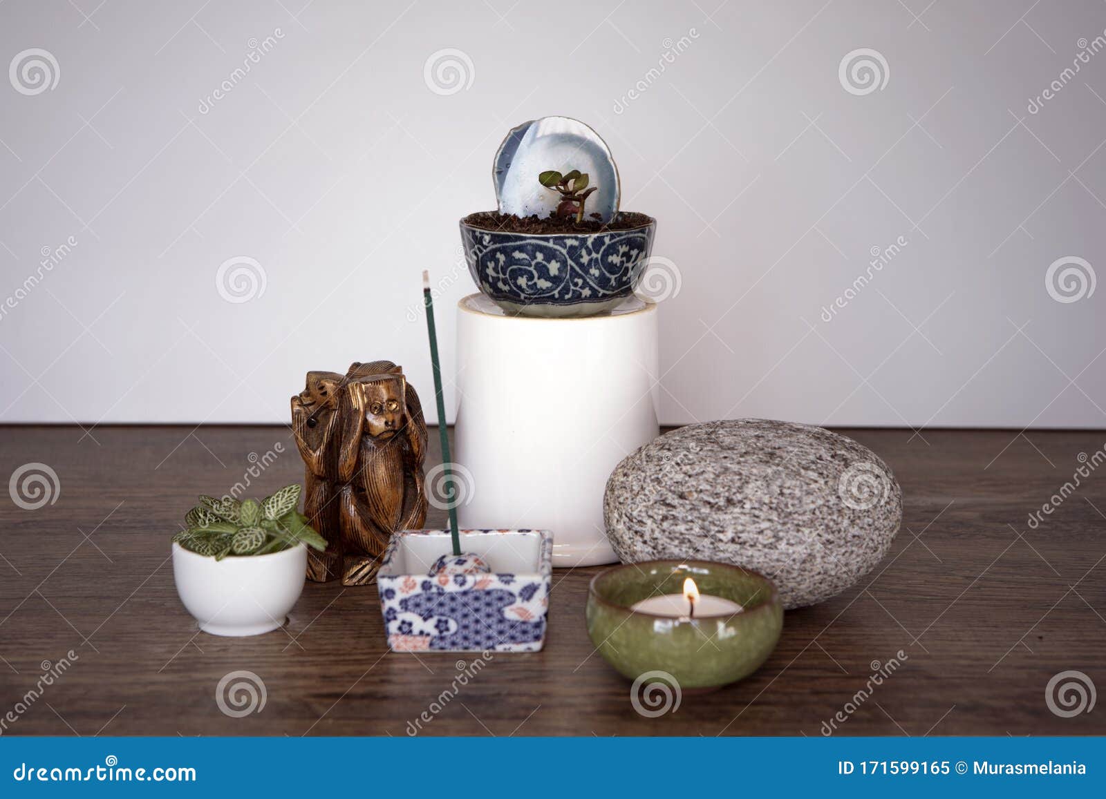 Home Altar. Spiritual Decor Arrangement with Burning Candle, Incense  Sticks, Stone and Fresh Plants. Spirituality at Home Concept. Stock Image -  Image of buddhism, decoration: 171599165