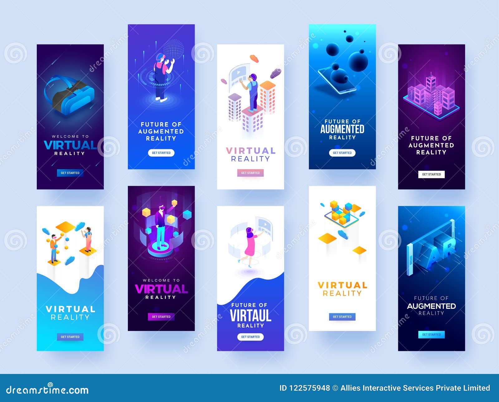 Download Set Of Splash Screen Mockups For Virtual Or Augmented Reality Co Stock Illustration Illustration Of Interface Background 122575948