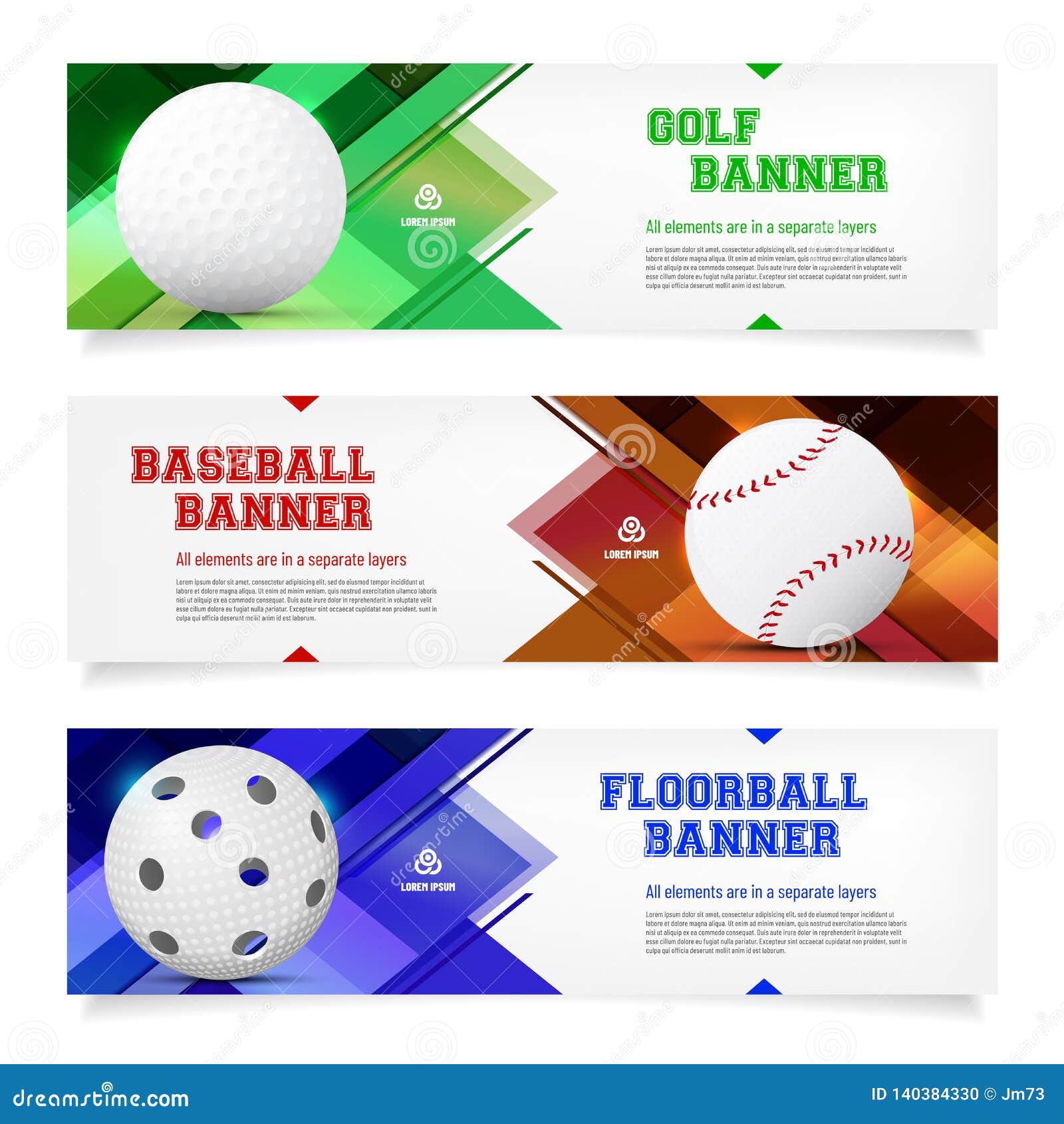 Set of Sport Banner Templates with Ball and Sample Text Stock Vector Set of Sport Banner Templates with Ball and Sample Text Stock Vector