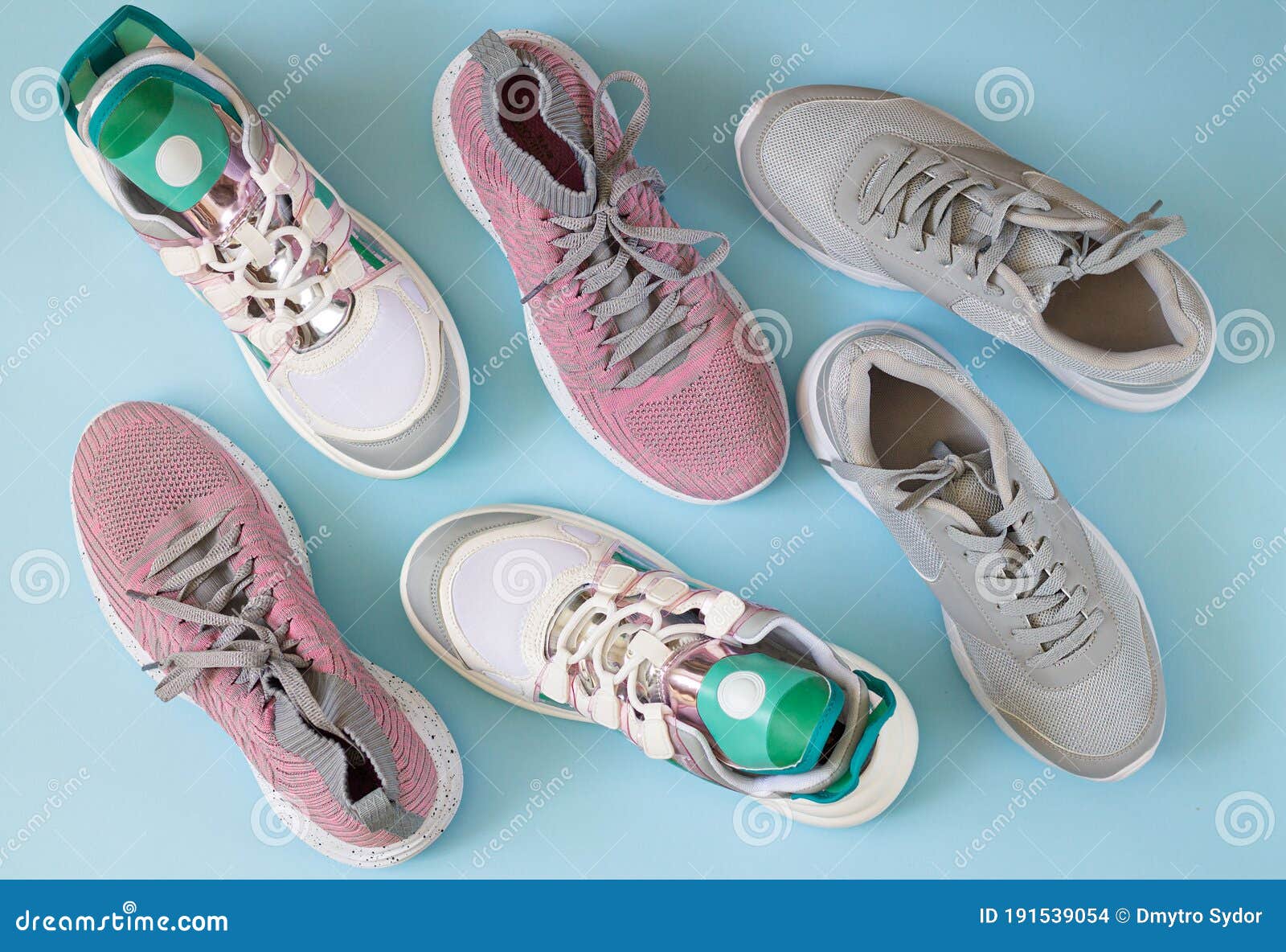 Set of Sport Shoes Top View on Light Stock Photo - Image of fashion ...