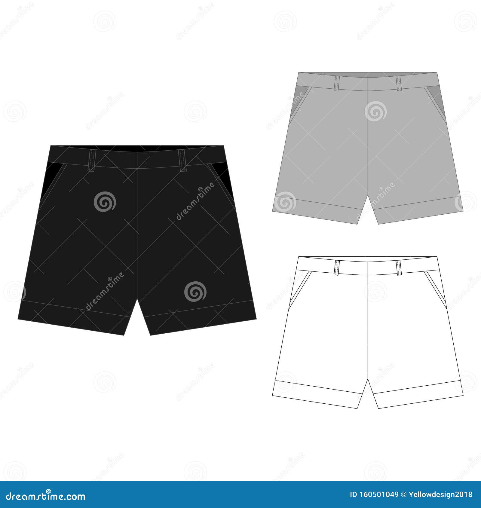 Set of Sport Shorts Pants Design Template. Technical Sketch Short Stock ...