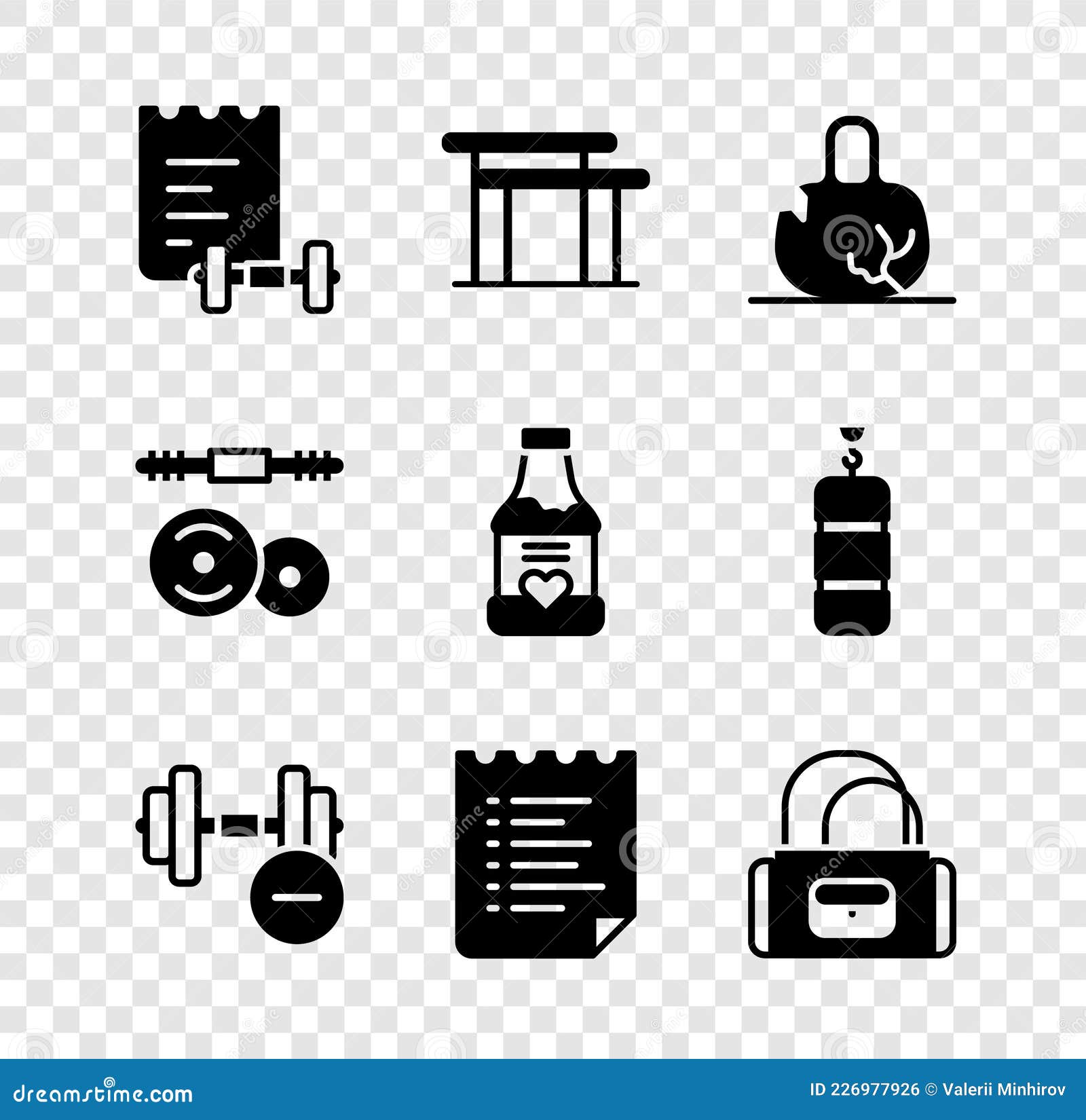 Set Sport Training Program, Uneven Bars, Broken Weight, Dumbbell, Bag