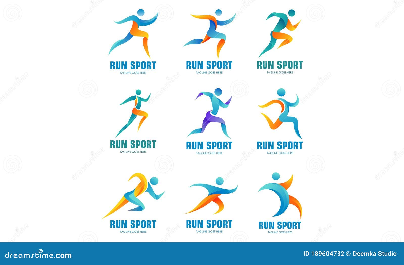 Set of Sports Logos, Running Logo with Abstract Shapes Stock Vector ...