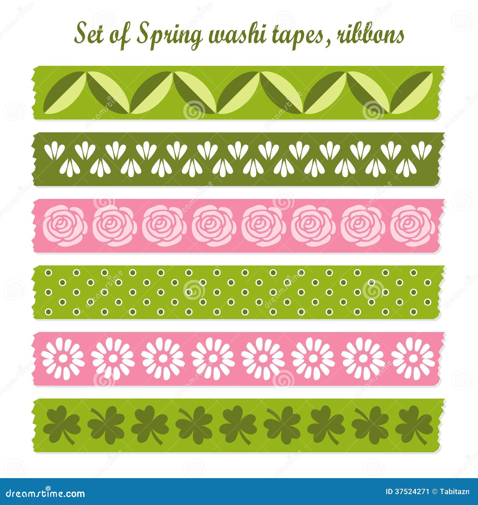 Pink Green Washi Tape Clip Art Stock Vector (Royalty Free