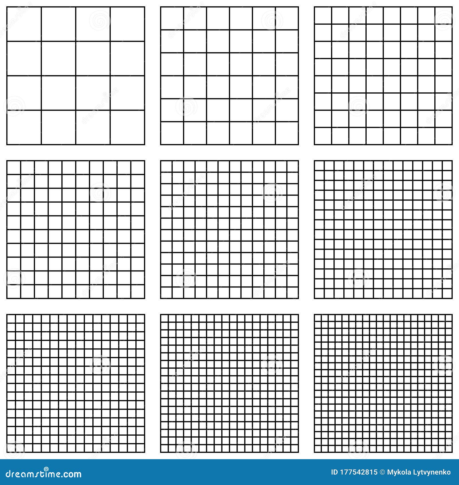 Set Square Grid, With Different Point Size, Vector Pattern Grid Pixel