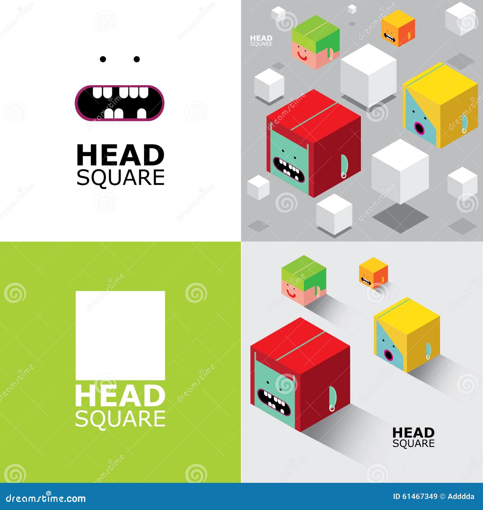 Set of square heads stock vector. Illustration of 61467349