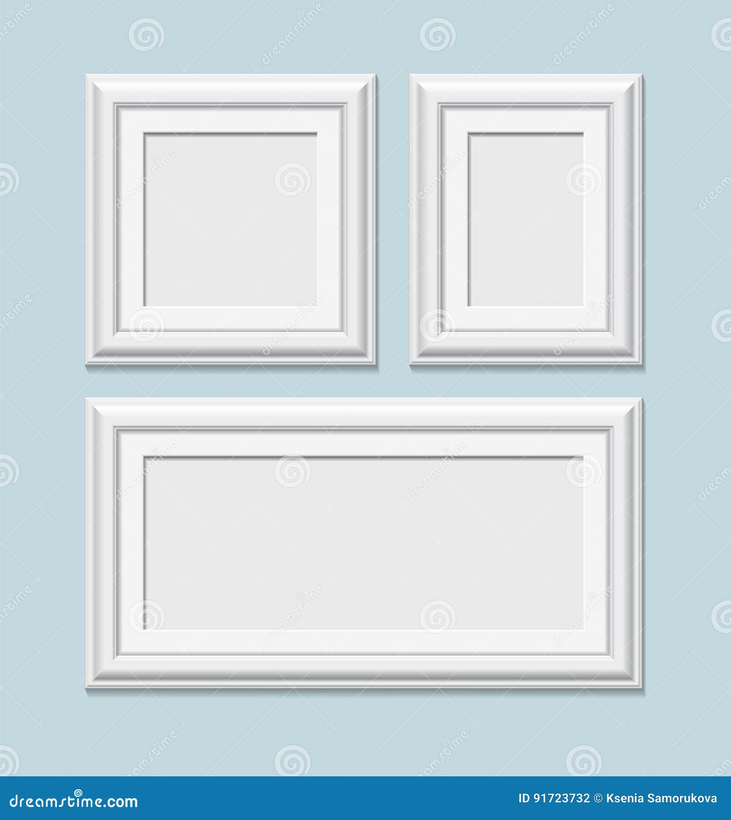 Set of Square White Photo Frames, Vector Stock Vector Illustration of