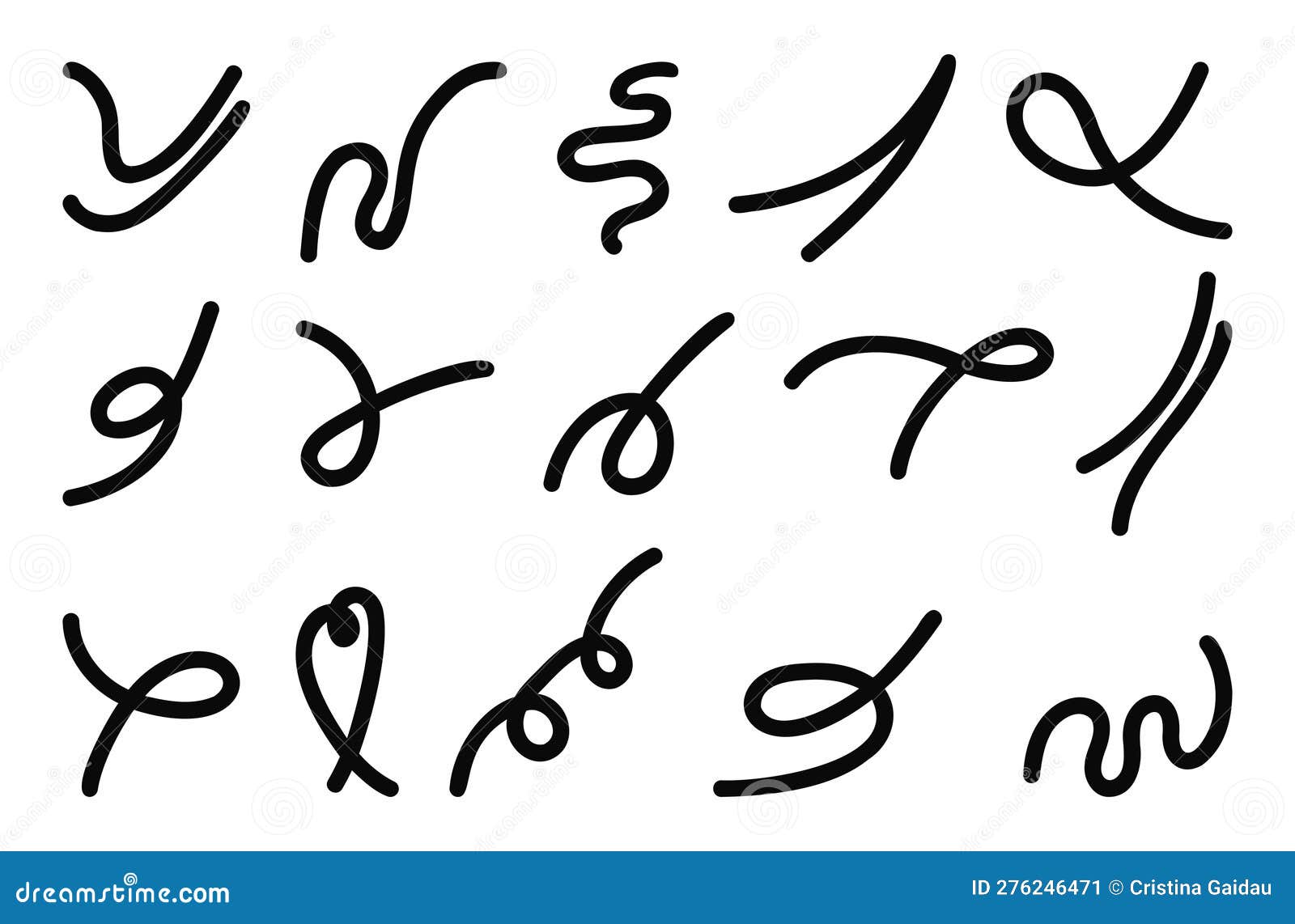 Set of Squiggle Lines Doodle Elements Vector Illustration Stock Vector