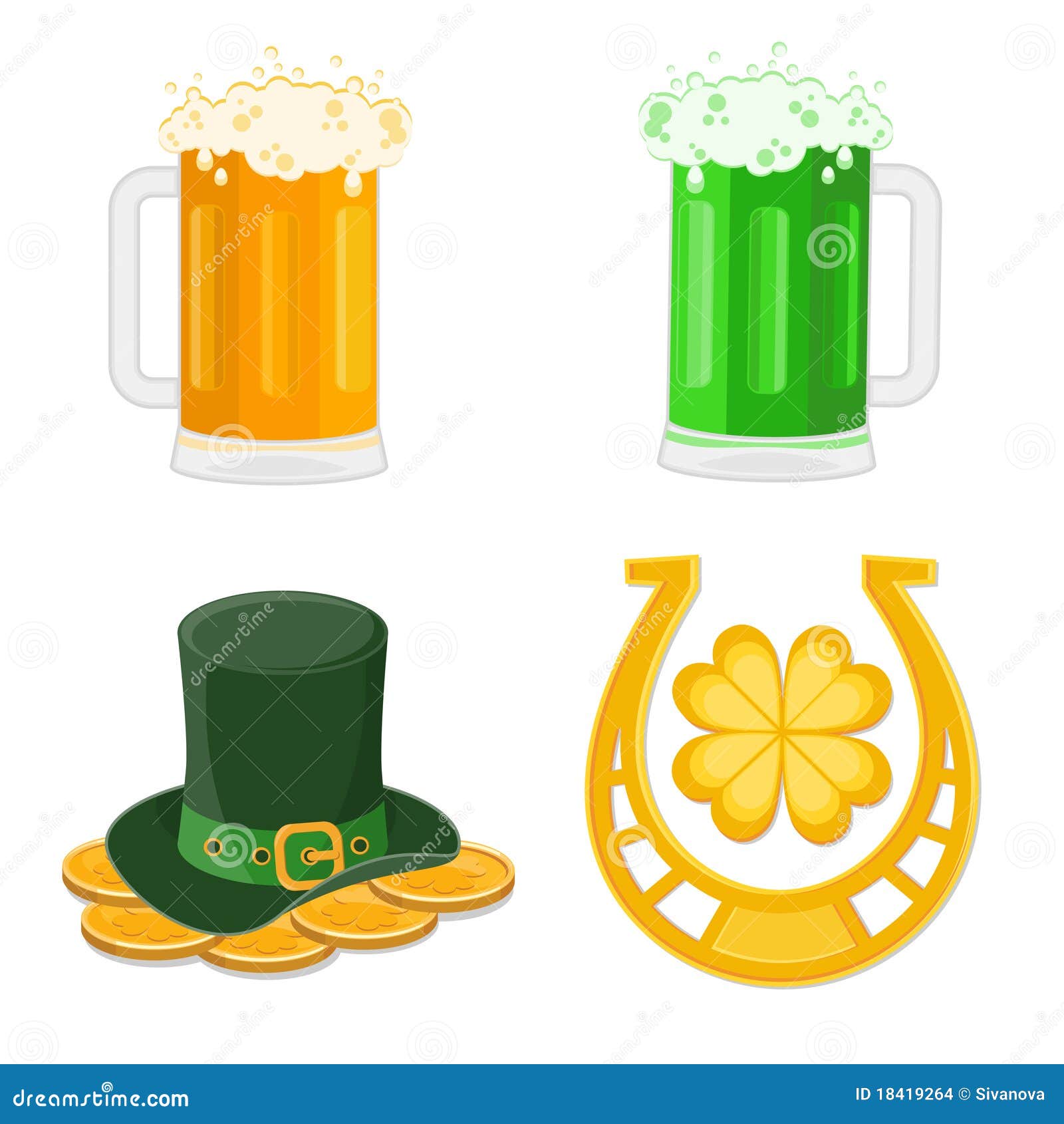 Set Of St. Patrick's Day Icons Stock Vector - Illustration of national