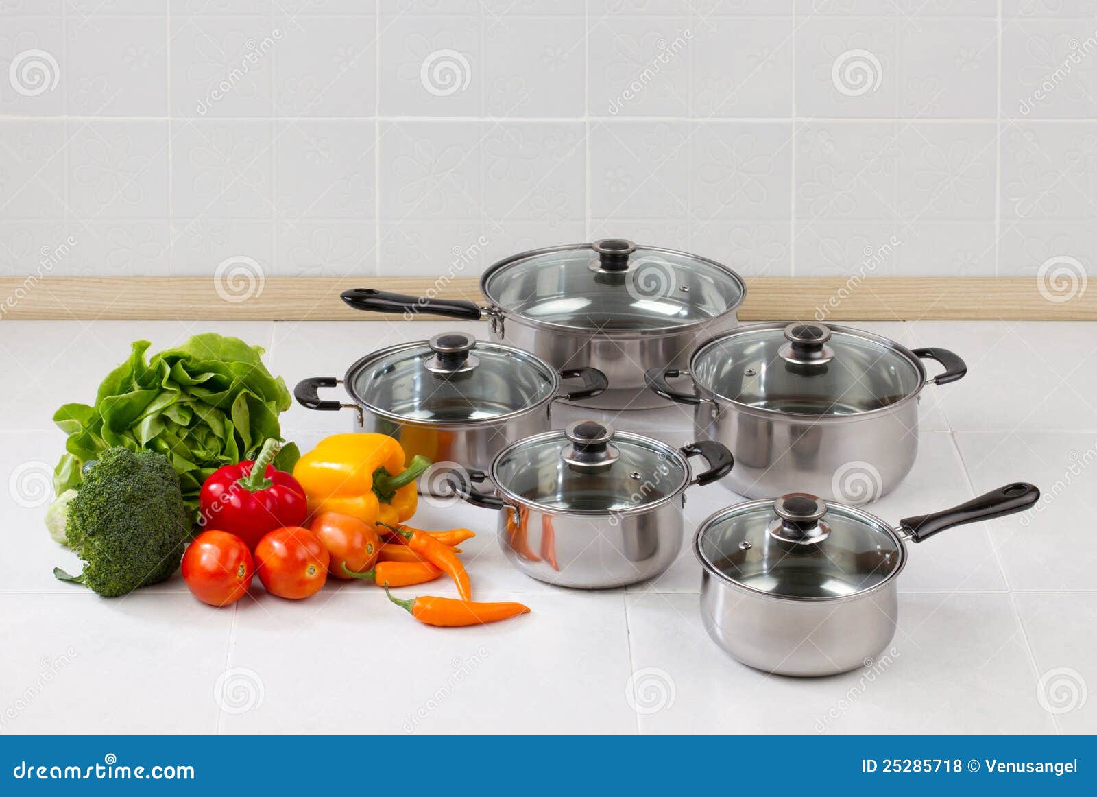 Set of Stainless Pots and Pan Stock Photo Image of silver
