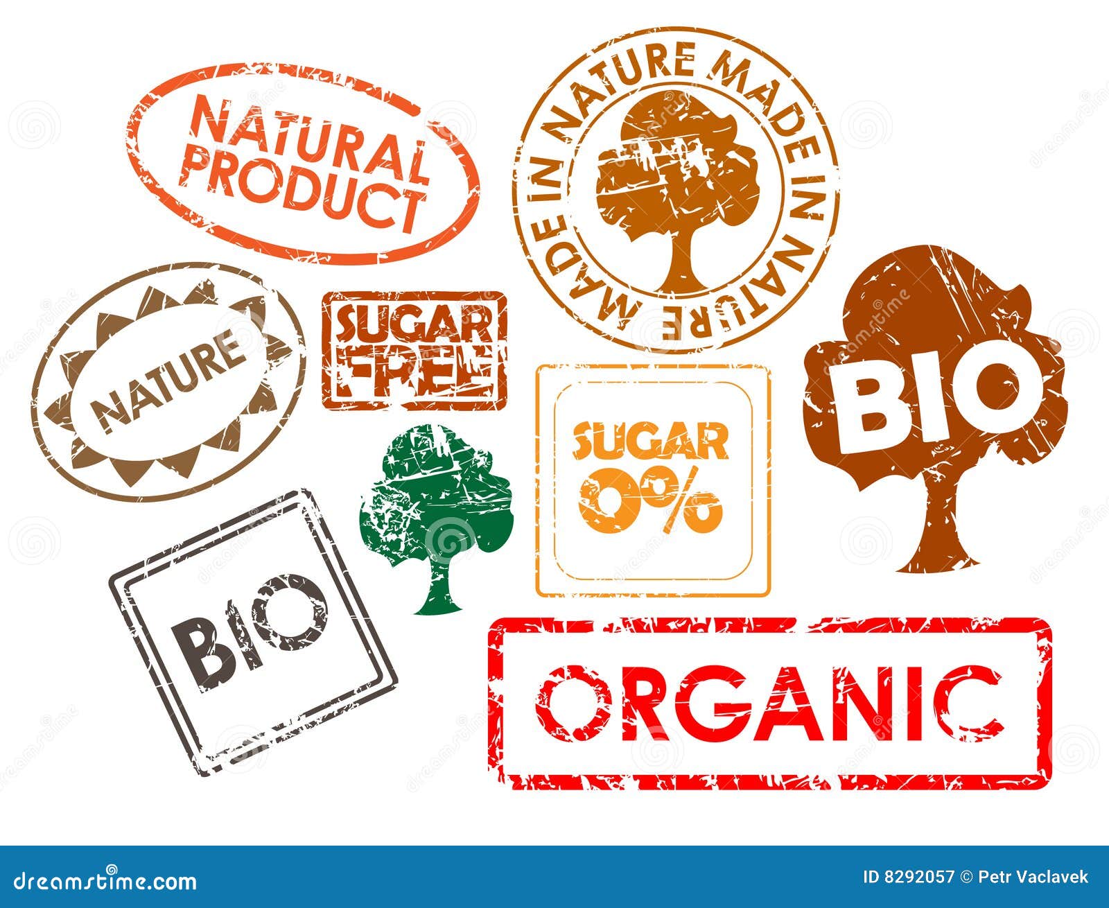 Set of Stamps for Organic Food Stock Vector Illustration of