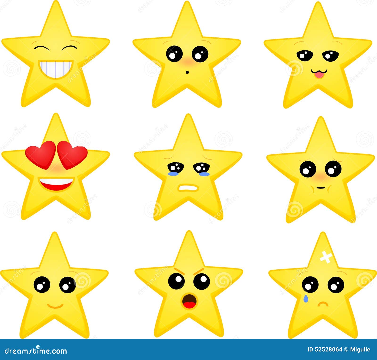 Set Of Star Emoticons Stock Vector Image Of Smile Communication