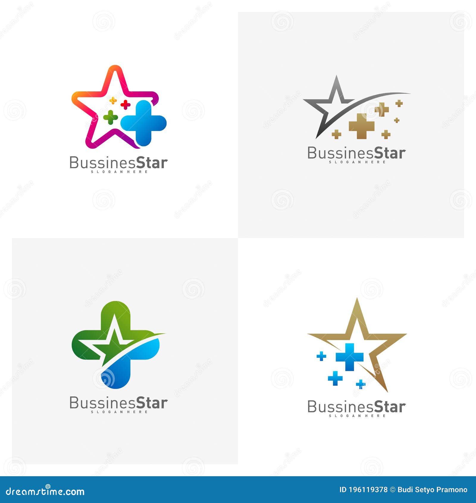 Set of Star Medical Logo Template Design Vector, Concept, Creative