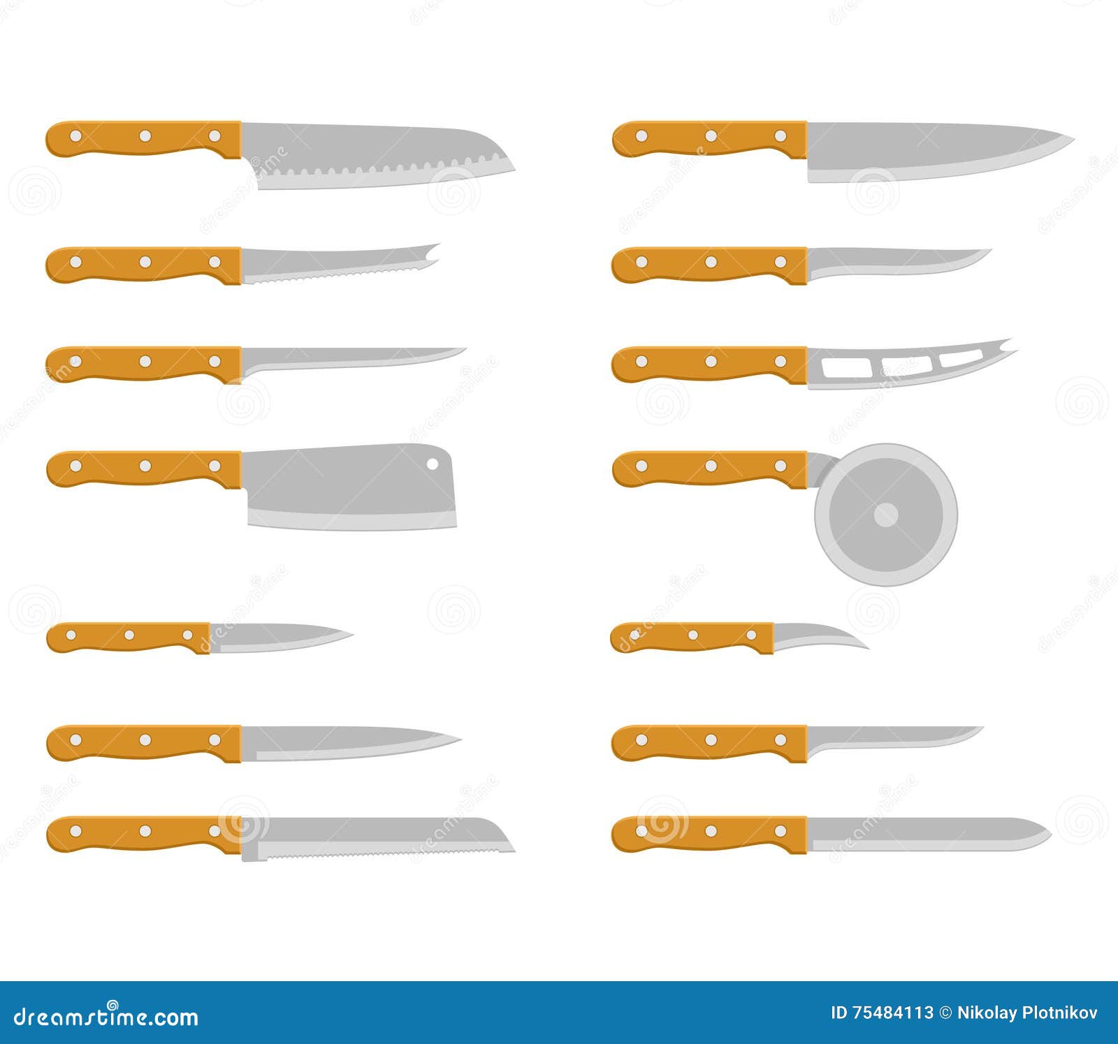 Set Steel Kitchen Knives Carving, Paring, Utility Tool Cooking