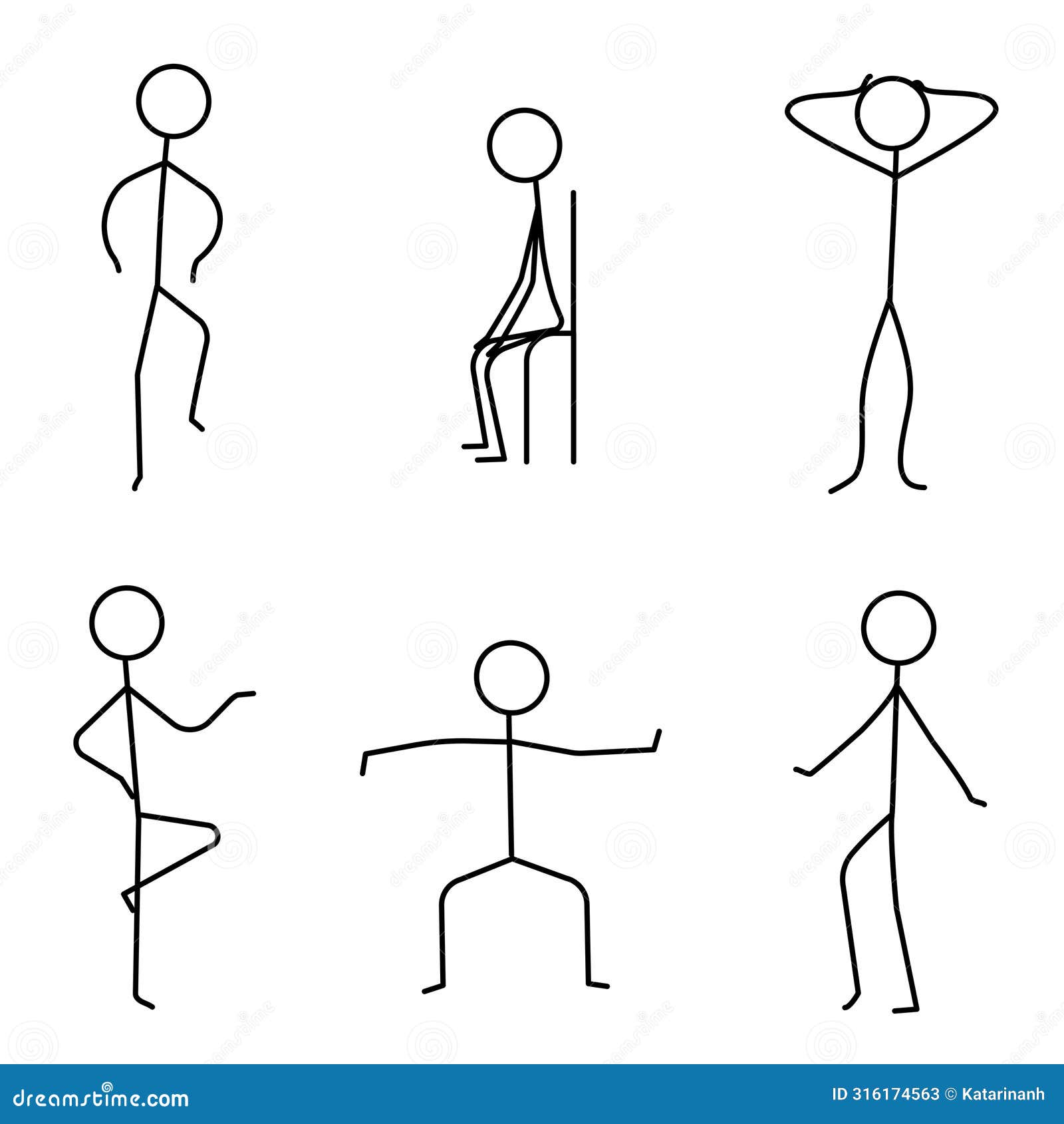 set of stick figures. presentation stick men. different movements of the stick figures